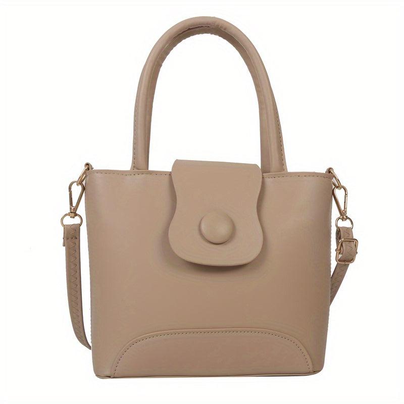 Versatile Mini Solid Tote Bag PU Leather Handbag for Women