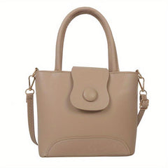 Versatile Mini Solid Tote Bag PU Leather Handbag for Women