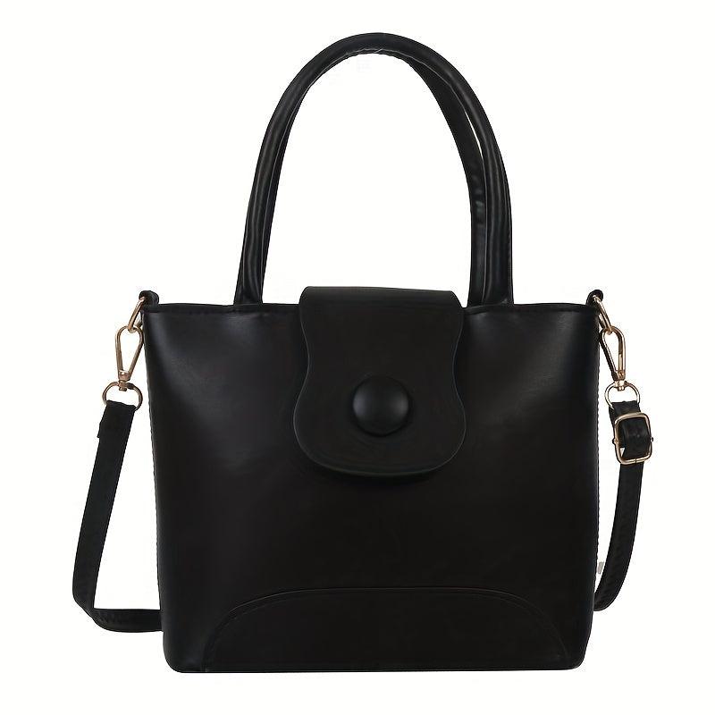 Versatile Mini Solid Tote Bag PU Leather Handbag for Women
