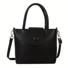 Versatile Mini Solid Tote Bag PU Leather Handbag for Women