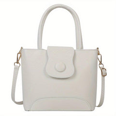 Versatile Mini Solid Tote Bag PU Leather Handbag for Women