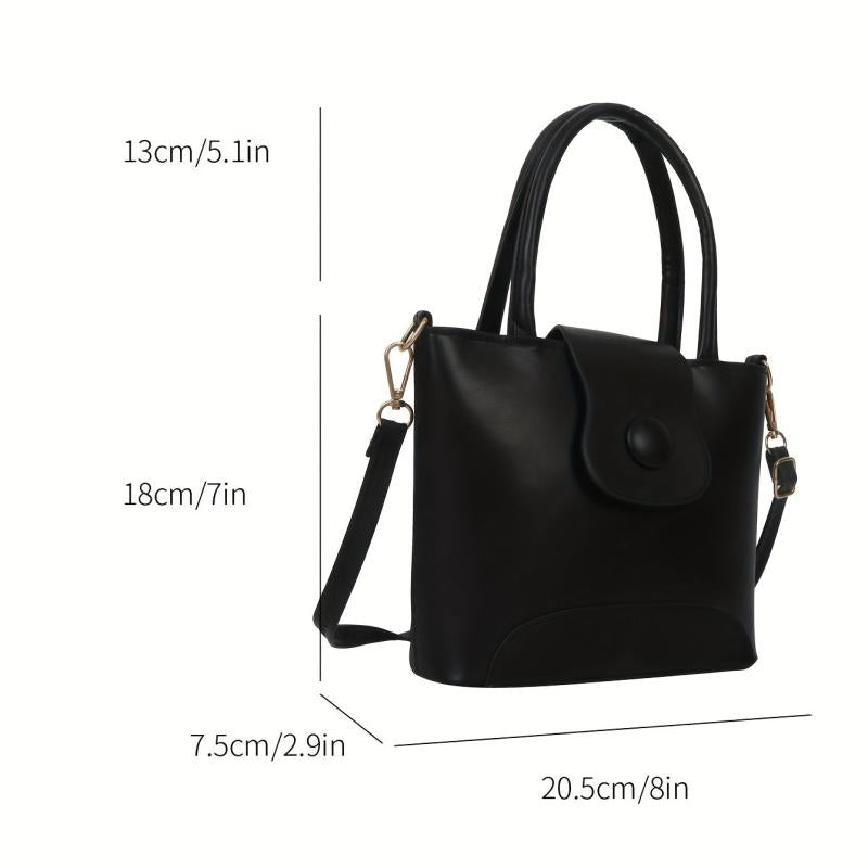 Versatile Mini Solid Tote Bag PU Leather Handbag for Women