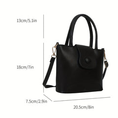 Versatile Mini Solid Tote Bag PU Leather Handbag for Women