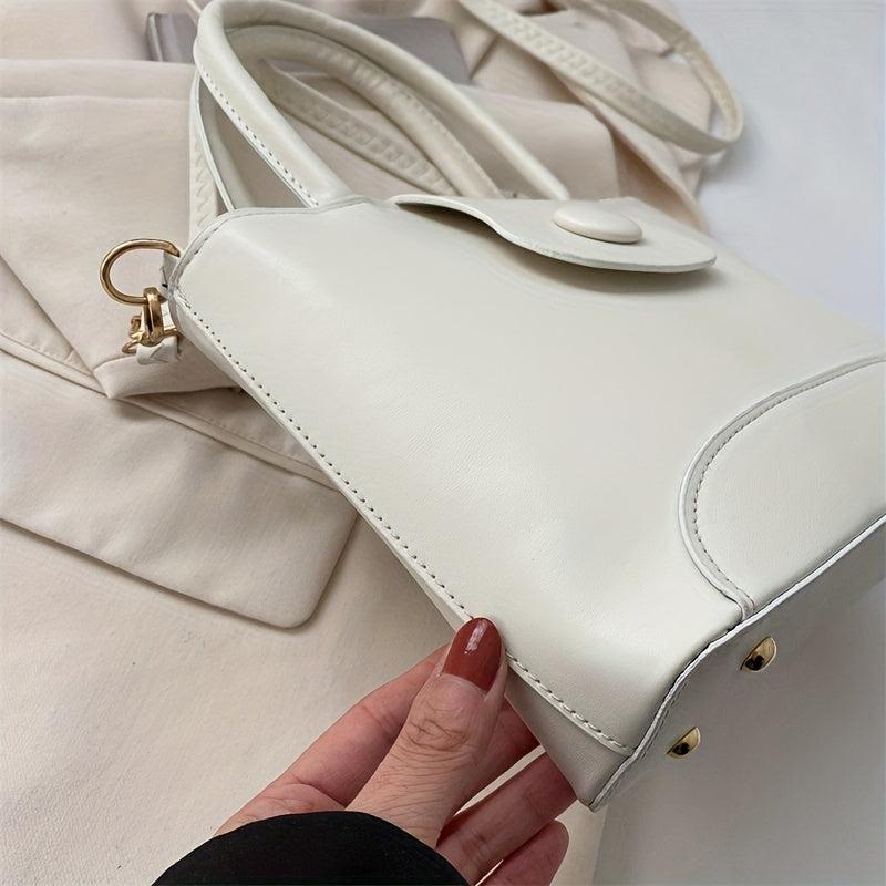 Versatile Mini Solid Tote Bag PU Leather Handbag for Women