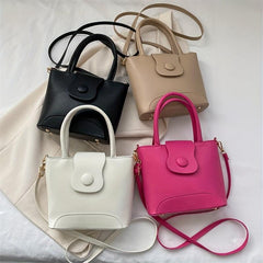 Versatile Mini Solid Tote Bag PU Leather Handbag for Women