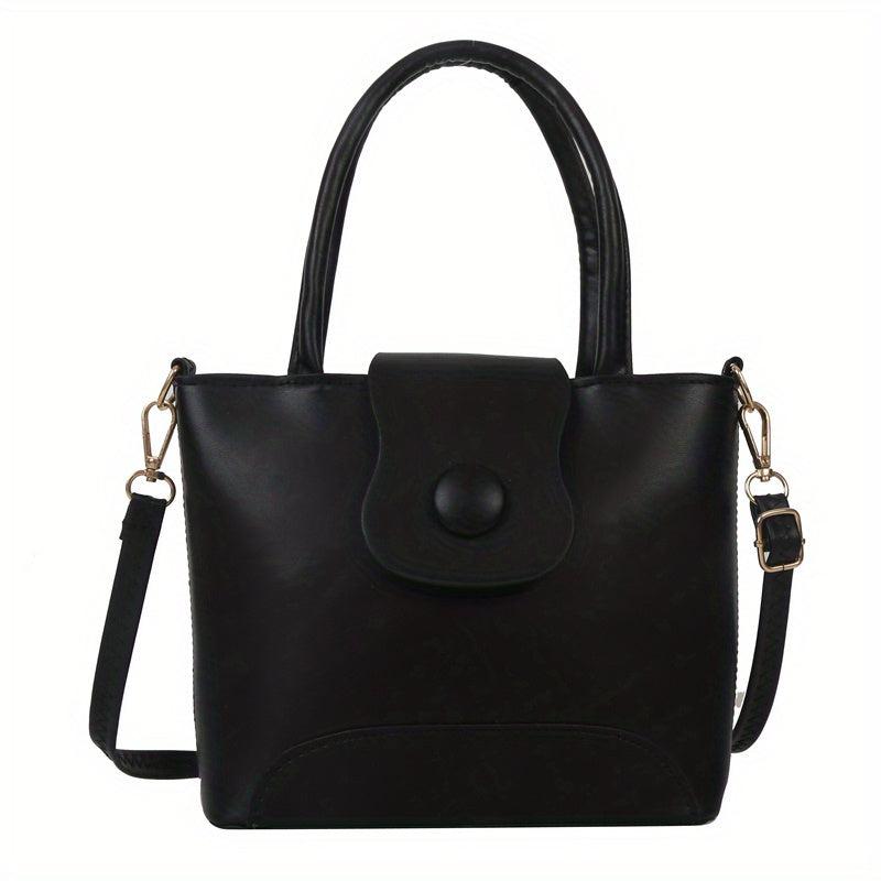 Versatile Mini Solid Tote Bag PU Leather Handbag for Women