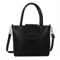 Versatile Mini Solid Tote Bag PU Leather Handbag for Women