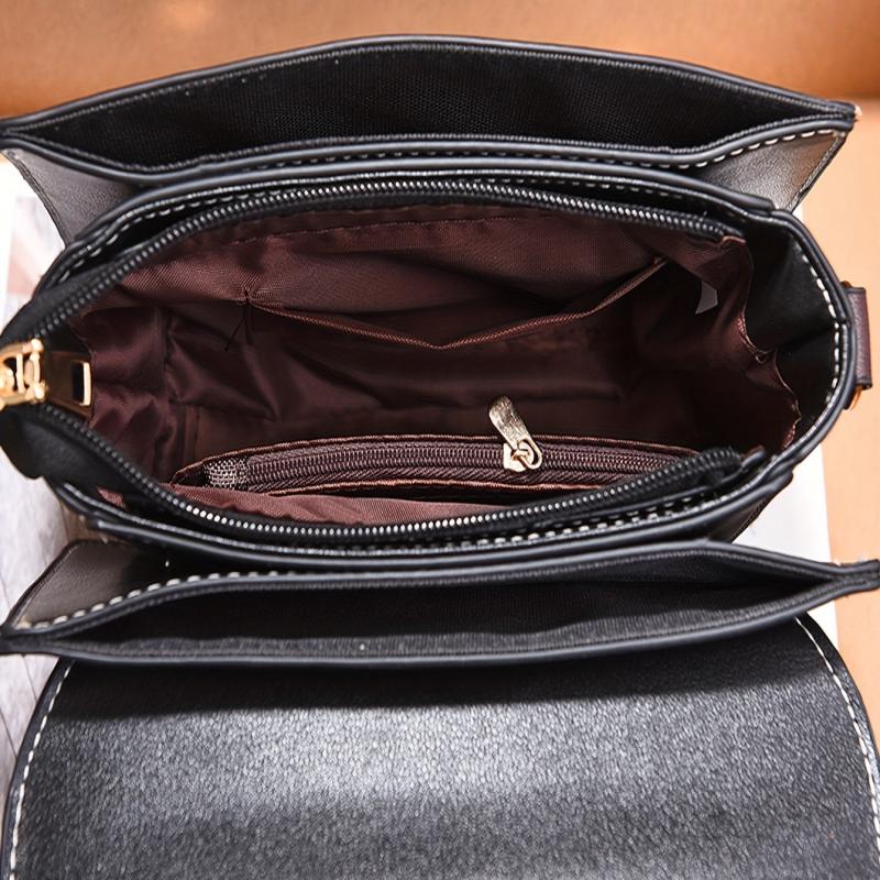 Crocodile Pattern Crossbody Satchel Bag PU Leather Textured Bag