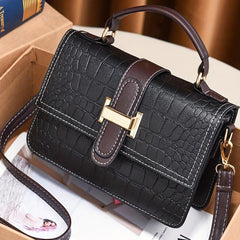 Crocodile Pattern Crossbody Satchel Bag PU Leather Textured Bag