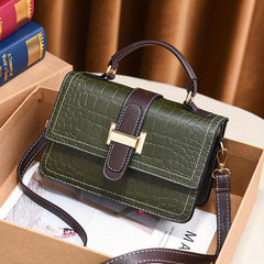 Crocodile Pattern Crossbody Satchel Bag PU Leather Textured Bag