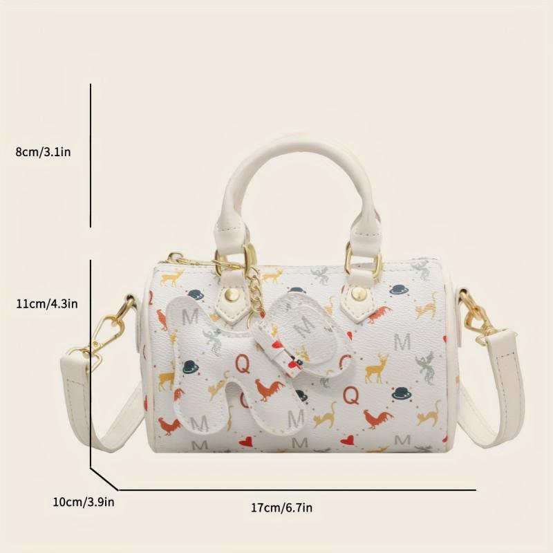 Mini Pendant Crossbody Barrel Handbag PU Leather Textured Cylinder Bag Purse