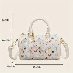Mini Pendant Crossbody Barrel Handbag PU Leather Textured Cylinder Bag Purse