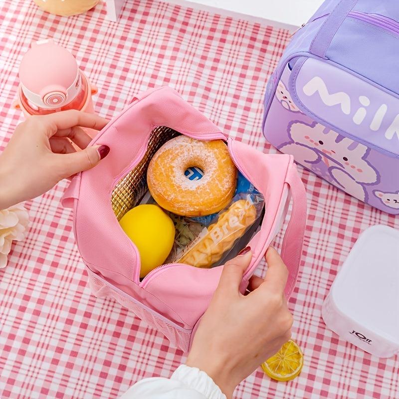Cartoon Print Lunch Bag Thermal Insulation Hand Bag