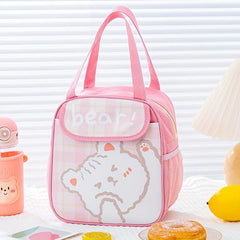 Cartoon Print Lunch Bag Thermal Insulation Hand Bag