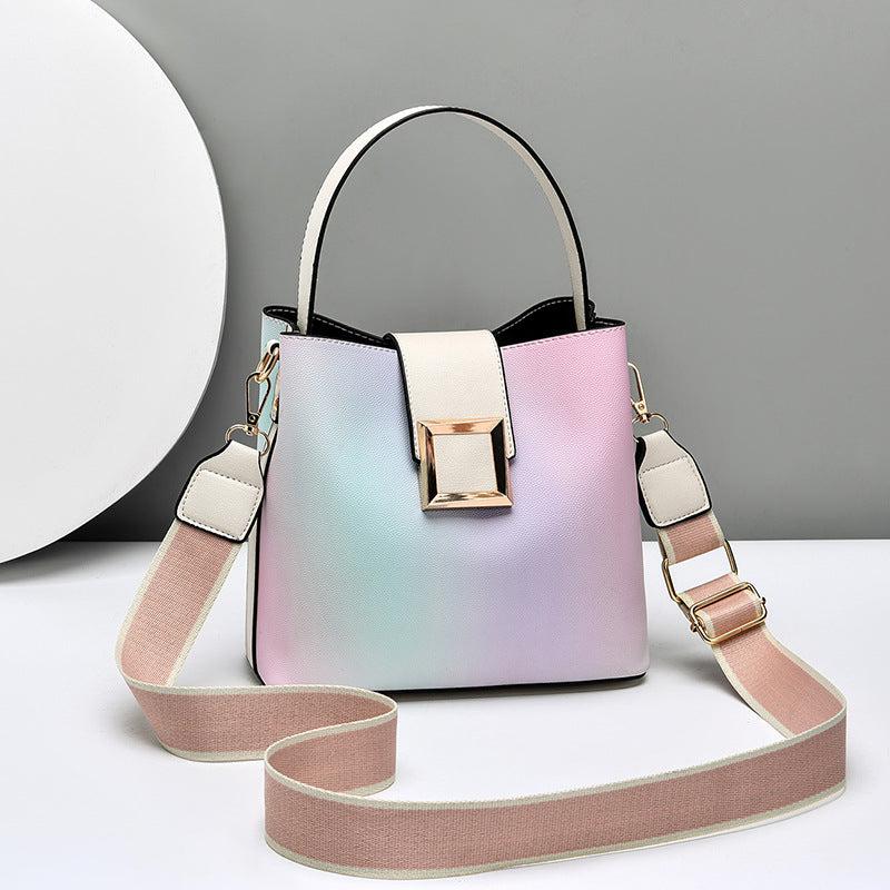 Gradient Bucket Bag Top Handle Handbag Shoulder Strap Versatile Tote & Crossbody
