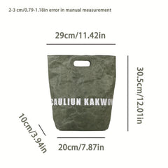 Letter Print Vintage Style Handbag Lightweight Portable Double Handle Handbag