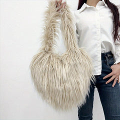Y2K Love Heart Faux Fur Crossbody Bag