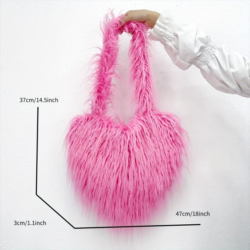 Y2K Love Heart Faux Fur Crossbody Bag