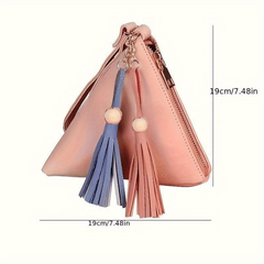 Triangle Coin Purse Tassel Wrist Bag Versatile Clutch Handbag