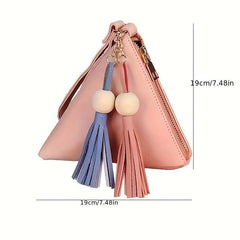 Triangle Coin Purse Tassel Wrist Bag Versatile Clutch Handbag