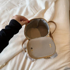 Mini Bear Scarf Handle Crossbody Bucket Bag PU Leather Purse