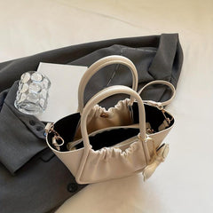 Pleated Crossbody Bag PU Leather Pendant Bag Purse