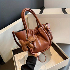 Pleated Crossbody Bag PU Leather Pendant Bag Purse