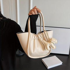 Pleated Crossbody Bag PU Leather Pendant Bag Purse
