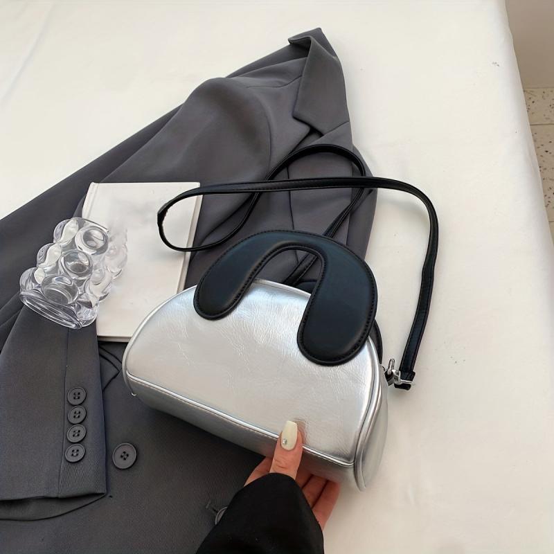 Classic PU Leather Crossbody Bag Textured Satchel Purse