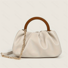 Niche Ruched Satchel Bag All Match Handbag With Round Handle