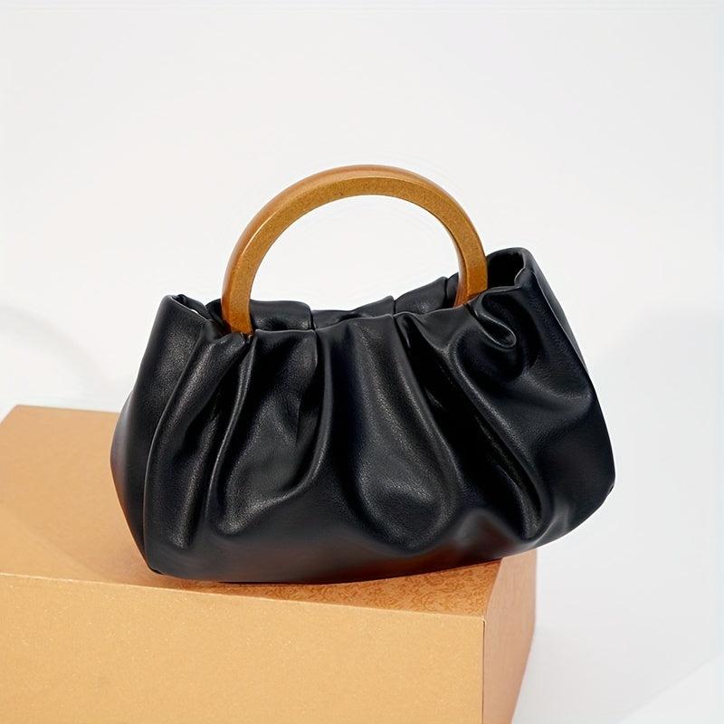 Niche Ruched Satchel Bag All Match Handbag With Round Handle