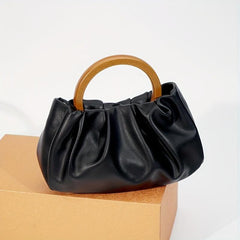 Niche Ruched Satchel Bag All Match Handbag With Round Handle