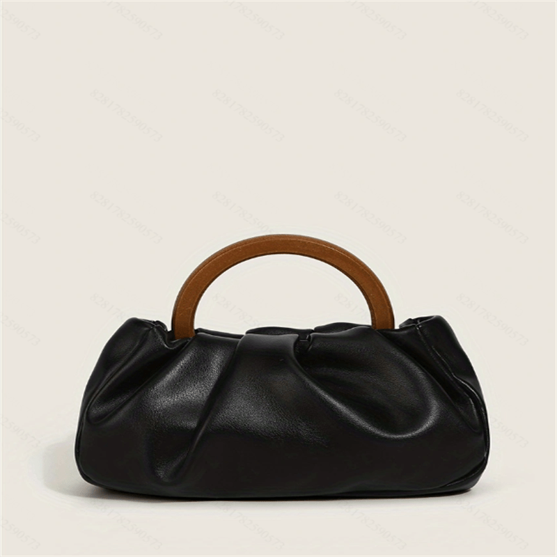 Niche Ruched Satchel Bag All Match Handbag With Round Handle
