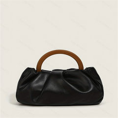 Niche Ruched Satchel Bag All Match Handbag With Round Handle