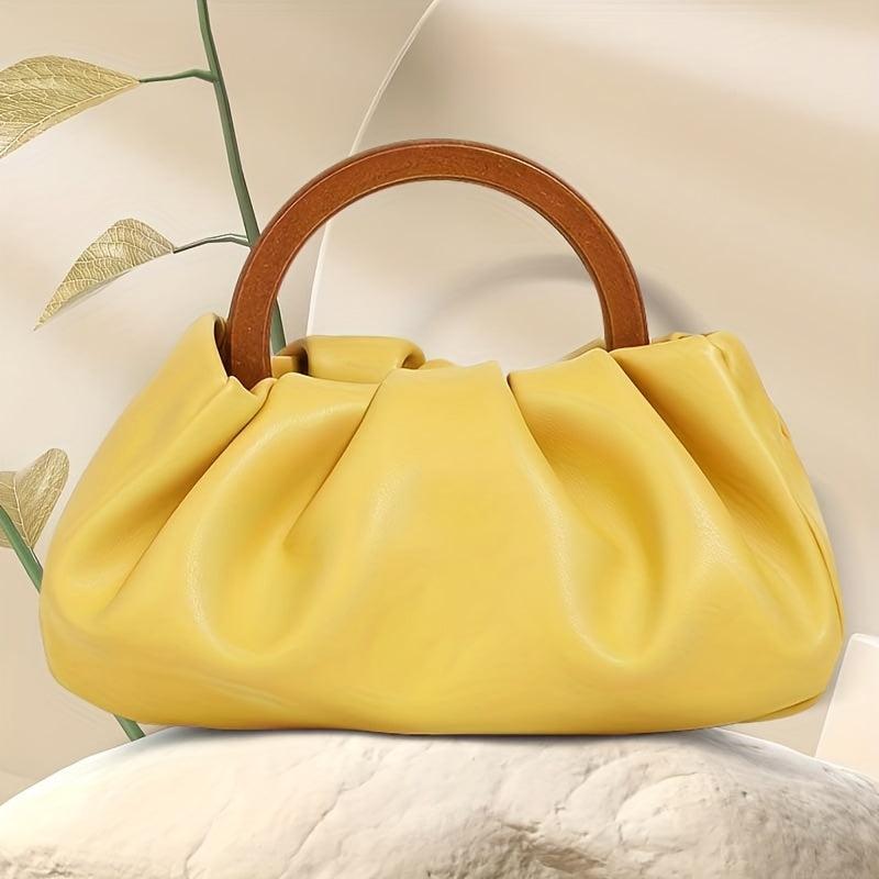 Niche Ruched Satchel Bag All Match Handbag With Round Handle