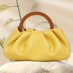 Niche Ruched Satchel Bag All Match Handbag With Round Handle