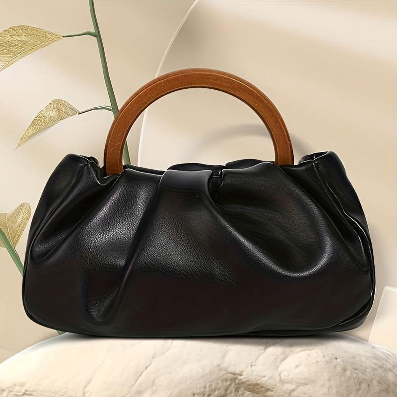Niche Ruched Satchel Bag All Match Handbag With Round Handle