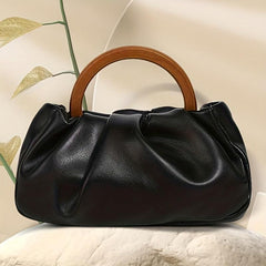 Niche Ruched Satchel Bag All Match Handbag With Round Handle