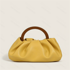 Niche Ruched Satchel Bag All Match Handbag With Round Handle