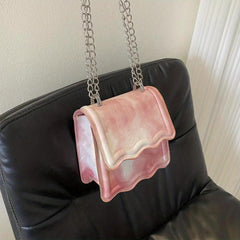 Tie Dye Crossbody Bag Embossed Chain Shoulder Purse Vintage Square