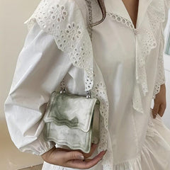 Tie Dye Crossbody Bag Embossed Chain Shoulder Purse Vintage Square