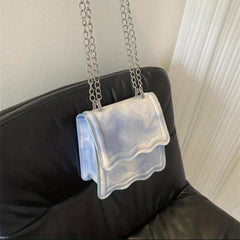 Tie Dye Crossbody Bag Embossed Chain Shoulder Purse Vintage Square