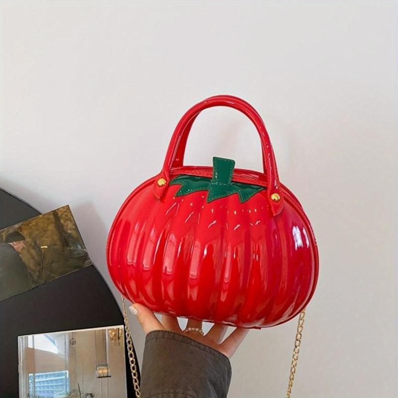 Pumpkin Shaped Metal Chain Crossbody Bag