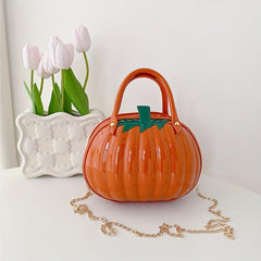 Pumpkin Shaped Metal Chain Crossbody Bag