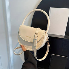 Mini Top Handle Crossbody Crescent Bag PU Leather Textured Bag Purse