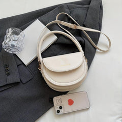 Mini Top Handle Crossbody Crescent Bag PU Leather Textured Bag Purse
