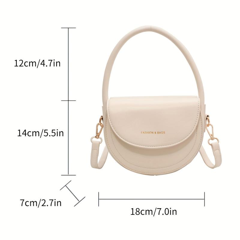 Mini Top Handle Crossbody Crescent Bag PU Leather Textured Bag Purse