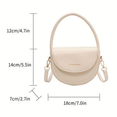 Mini Top Handle Crossbody Crescent Bag PU Leather Textured Bag Purse