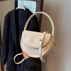 Mini Top Handle Crossbody Crescent Bag PU Leather Textured Bag Purse