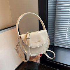 Mini Top Handle Crossbody Crescent Bag PU Leather Textured Bag Purse